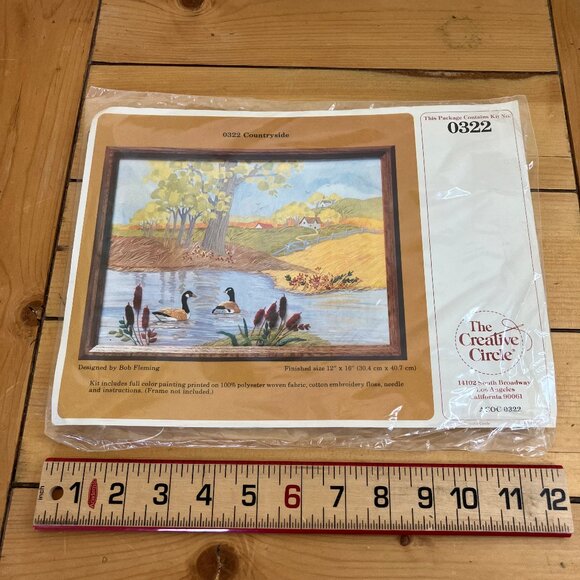 Countryside Embroidery Kit 0322 Creative Circle Vintage 1981 B Fleming Duck Pond - Picture 2 of 3